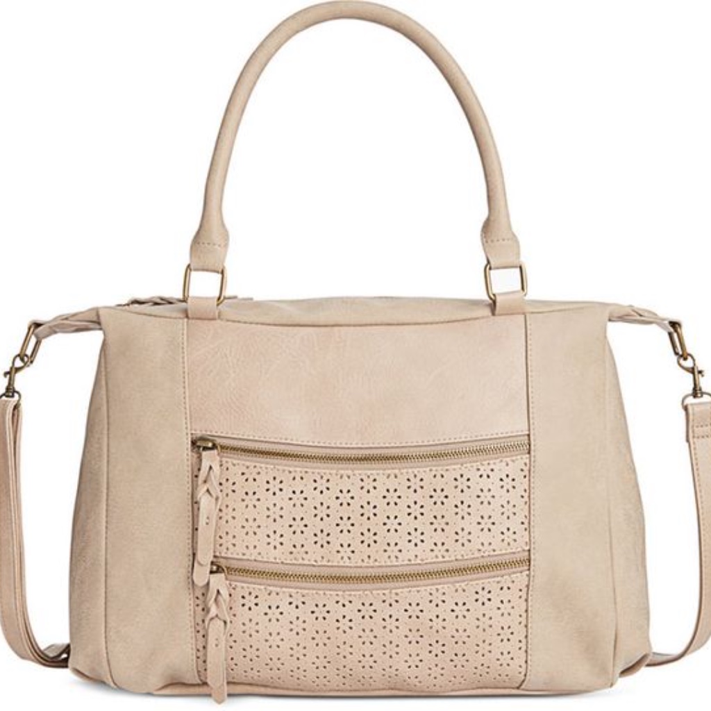 Style & Co Airyell Daisy Perforated Beige Convertible Satchel Crossbody Tote New